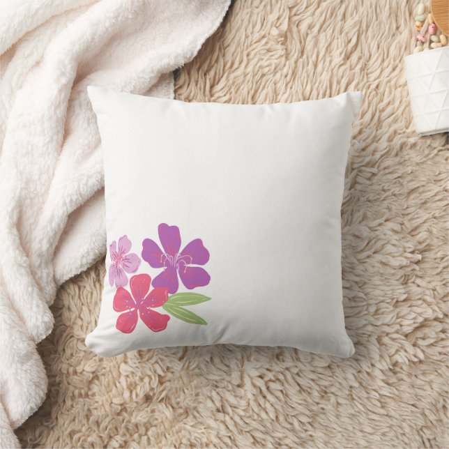 Bloemaccent kussensloop – Roze en paarse bloei D Kussen (Deken)