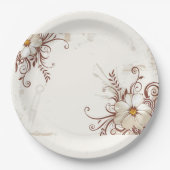 Bloemachtergrond Elegante minimalist Papieren Bordje (Voorkant)