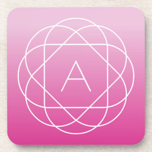 Bloemachtig geometrisch monogram   roze gearceerde bier onderzetter