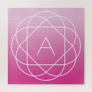 Bloemachtig geometrisch monogram   Roze gearceerde Legpuzzel