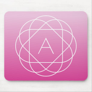 Bloemachtig geometrisch monogram Roze gearceerde Muismat