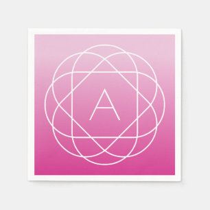 Bloemachtig geometrisch monogram   roze gearceerde servet