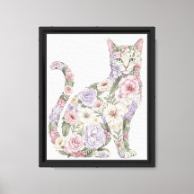 Bloemachtige kat aquarel schildering