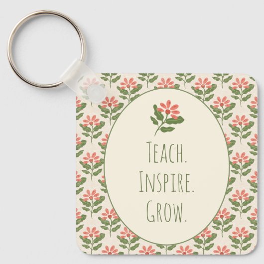 Bloemachtige sleutelhanger voor leraren | Lesgeven (Voorkant)