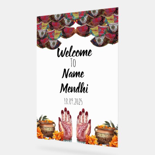 Bloemacryl Mendhi teken Acryl Bord (Hoek)