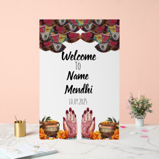 Bloemacryl Mendhi teken Acryl Bord (Huwelijk)