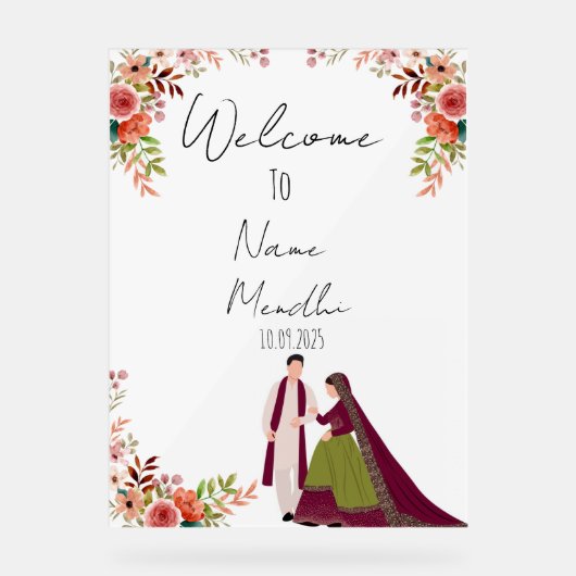 Bloemacryl Mendhi teken Acryl Bord (Voorkant)