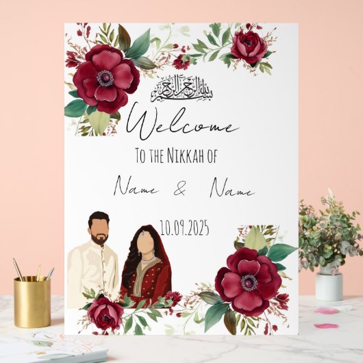 Bloemacryl Nikkah Acryl Bord (Huwelijk)