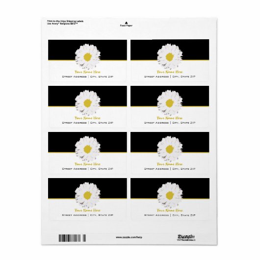 Bloemadreslabel - Daisy Etiket (Full Sheet)