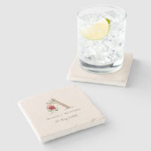 Bloemalfabet Bruiloft Monogram letter A Stenen Onderzetter (Zijkant)