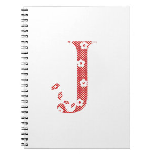 bloemalfabet J (rood en stip) l Notitieboek