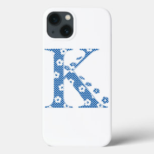 bloemalfabet K (blauw en stip) Case-Mate iPhone Case