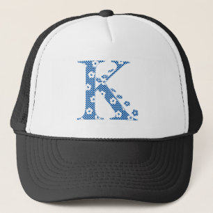 bloemalfabet K (blauw en stip) Trucker Pet