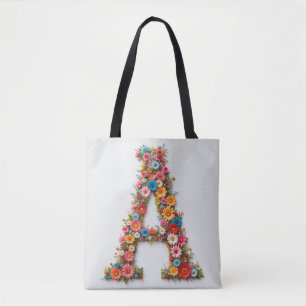 Bloemalfabet Letter A Ontworpen met Kleurrijke Bl Tote Bag