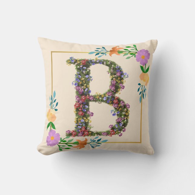 Bloemalfabet Letter B Kussen (Voorkant)