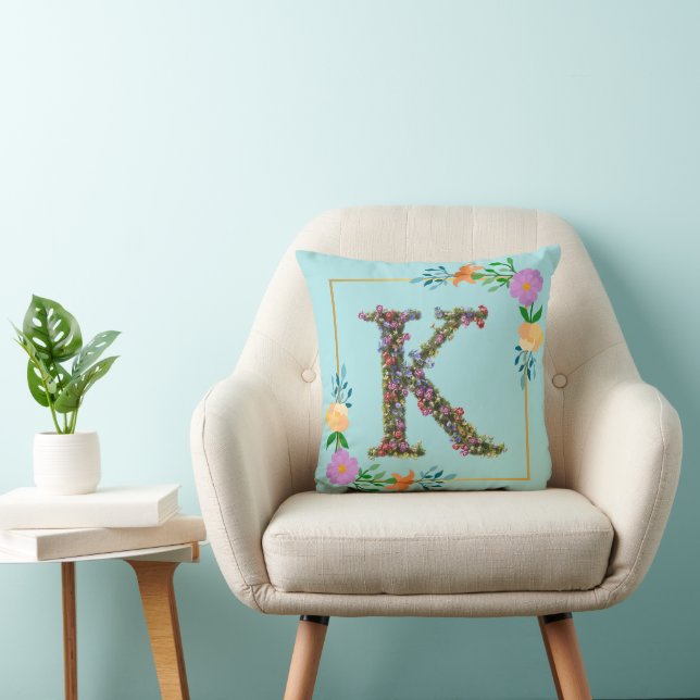 Bloemalfabet Letter K Kussen (Stoel)