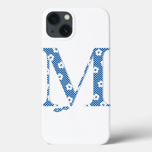 bloemalfabet M (blauw en stip) Case-Mate iPhone Case (Achterkant)