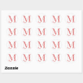 bloemalfabet M (rood en stip) Sticker (Vel)