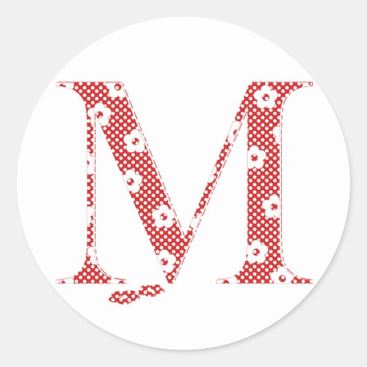 bloemalfabet M (rood en stip) Sticker (Voorkant)
