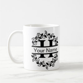 Bloemalfabet met naam op maat gemaakte monogram koffiemok