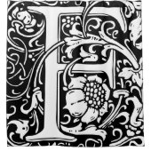 Bloemalfabet monogram letter F Douchegordijn (Voorkant)
