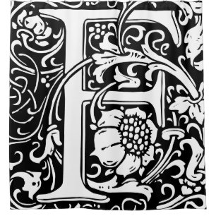 Bloemalfabet monogram letter F Douchegordijn