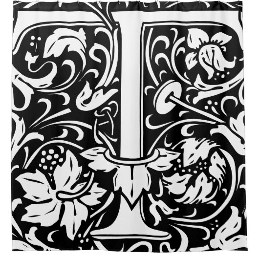 Bloemalfabet monogram letter T Classic Douchegordijn (Voorkant)