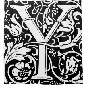 Bloemalfabet monogram letter Y Douchegordijn