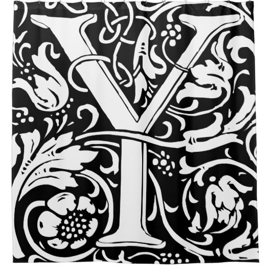 Bloemalfabet monogram letter Y Douchegordijn (Voorkant)
