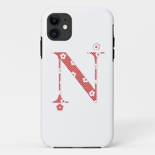 bloemalfabet N (rood en stip) Case-Mate iPhone Case (Achterkant)