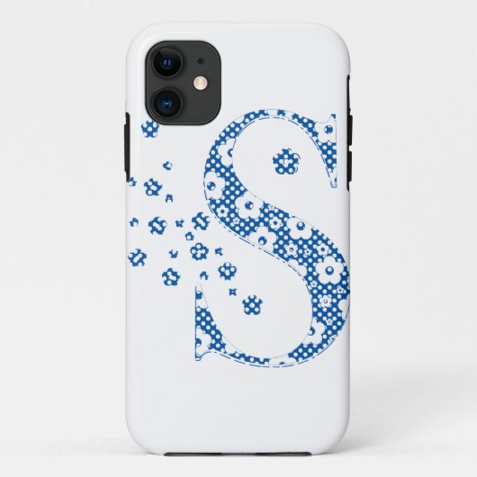 bloemalfabet S (blauw en stip) Case-Mate iPhone Case (Achterkant)
