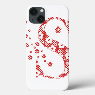 bloemalfabet S (rood en stip) iPhone 13 Hoesje