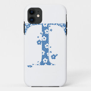 bloemalfabet T (blauw en stip) Case-Mate iPhone Case