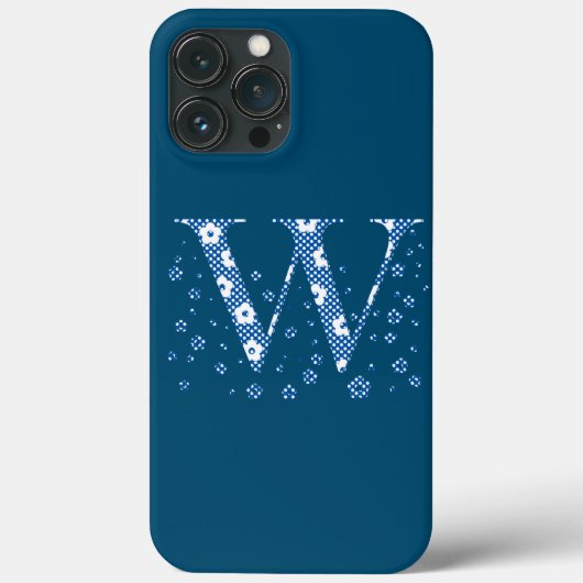 bloemalfabet W (blauw en stip) Hoesje-Mate iPhone Case-Mate iPhone Case (Achterkant)