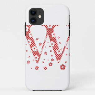 bloemalfabet W (rood en stip) iPhone 11 Hoesje