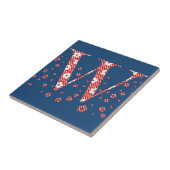 bloemalfabet W (rood en stip) Tegeltje (Zijkant)