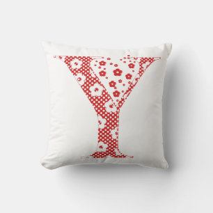 bloemalfabet Y (rood en stip) Kussen