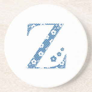 bloemalfabet Z (blauw en stip) Zandsteen Onderzetter