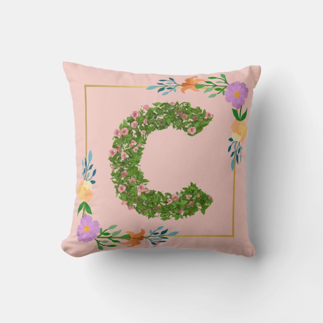 Bloemalphabet Letter C Kussen (Voorkant)