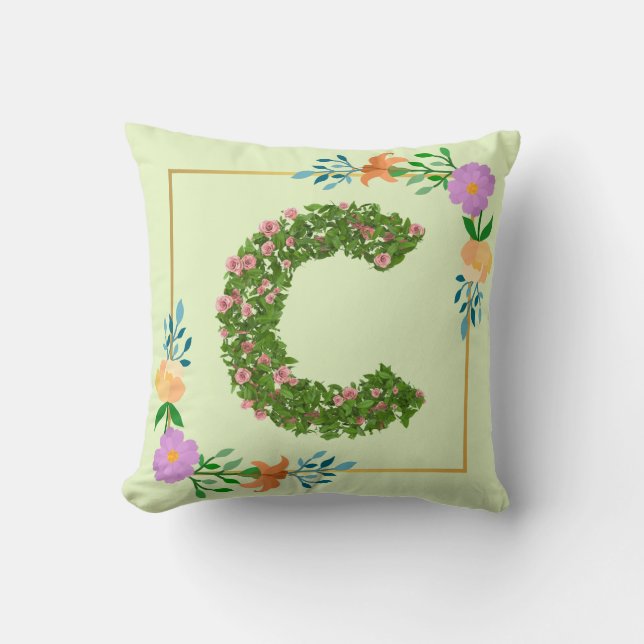 Bloemalphabet Letter C Kussen (Voorkant)