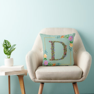 Bloemalphabet Letter D Kussen