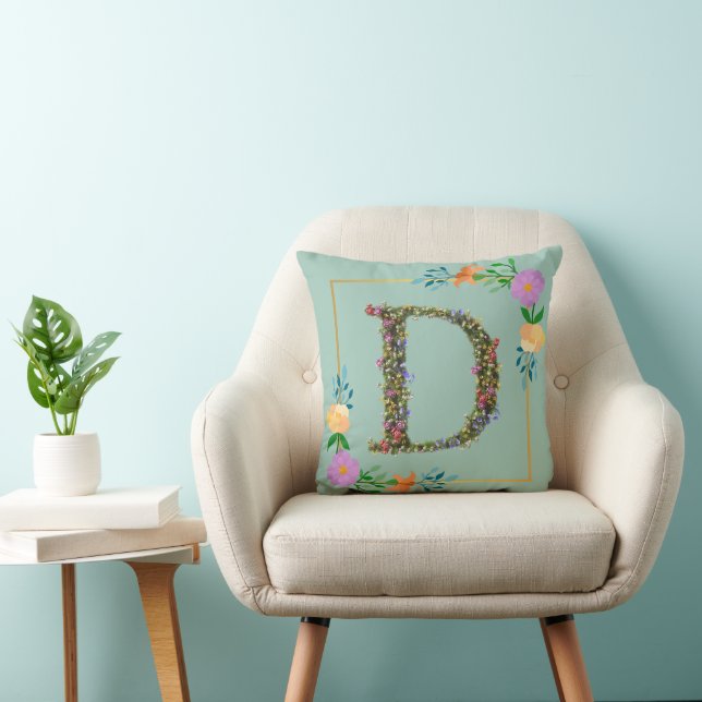 Bloemalphabet Letter D Kussen (Stoel)