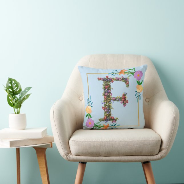 Bloemalphabet Letter F Kussen (Stoel)