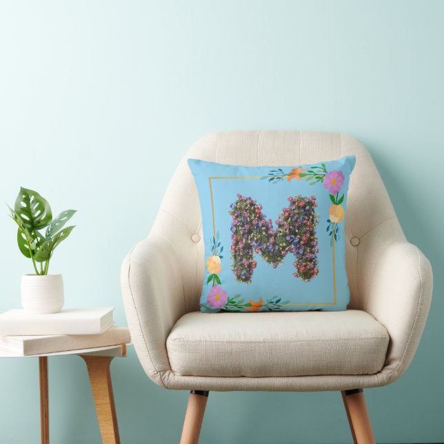 Bloemalphabet Letter M Kussen (Stoel)