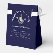 Bloemanker in wit en marineblauw met nautisch them bedankdoosjes (Achterkant)