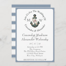 Bloemanker nautische bruiloft stoffige blauwe stre kaart