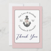 Bloemanker nautische bruiloft stoffige Roos Bedankkaart (Voorkant)