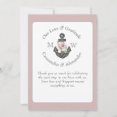 Bloemanker nautische bruiloft stoffige Roos Bedankkaart (Achterkant)