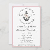 Bloemanker nautische bruiloft stoffige Roos gestre Kaart (Voorkant)