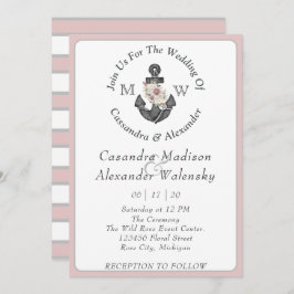 Bloemanker nautische bruiloft stoffige Roos gestre Kaart